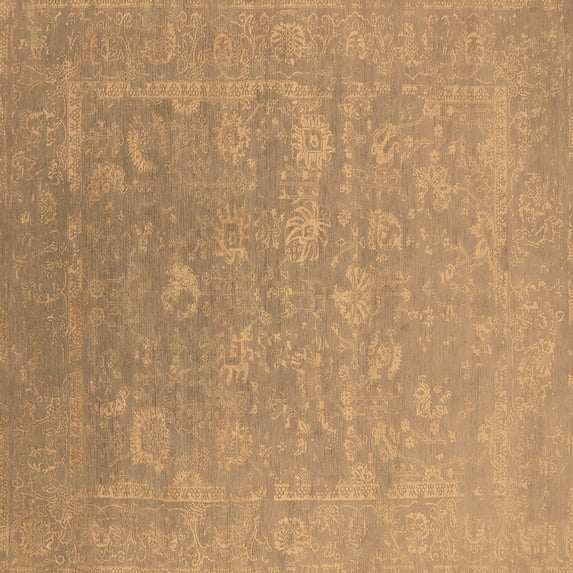 Ahgly Company Indoor Square Oriental Brown Industrial Area Rugs, 6' Square