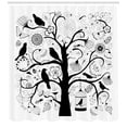 thumbnail image 3 of Ambesonne Black White Shower Curtain, Tree Flowers Birds, 69"Wx75"L, Black and White, 3 of 3