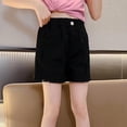 thumbnail image 7 of Jinhomg Ripped Denim Shorts for Girls Summer Raw Hem Casual Jean Shorts Kids Elastic Wasit Retro Distressed Shorts Cute Y2K Shorts for Teen Girls for 4-15Y, 7 of 7