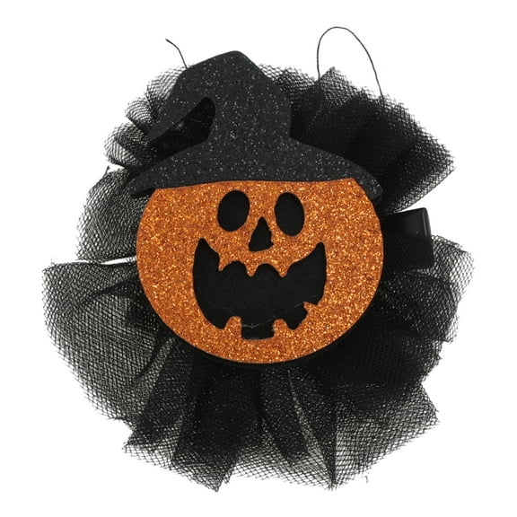 Unique Bargains 1 Pc Hair Clip Fashion Halloween Duckbill Clip Lace Pumpkin Hair Barrettes Black Orange