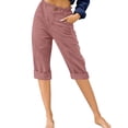 thumbnail image 1 of Innerwin Pantalon Capri de Détente Taille Haute pour Femme, Couleur Unie, Rouge Vin, Taille 2TG, 1 of 2