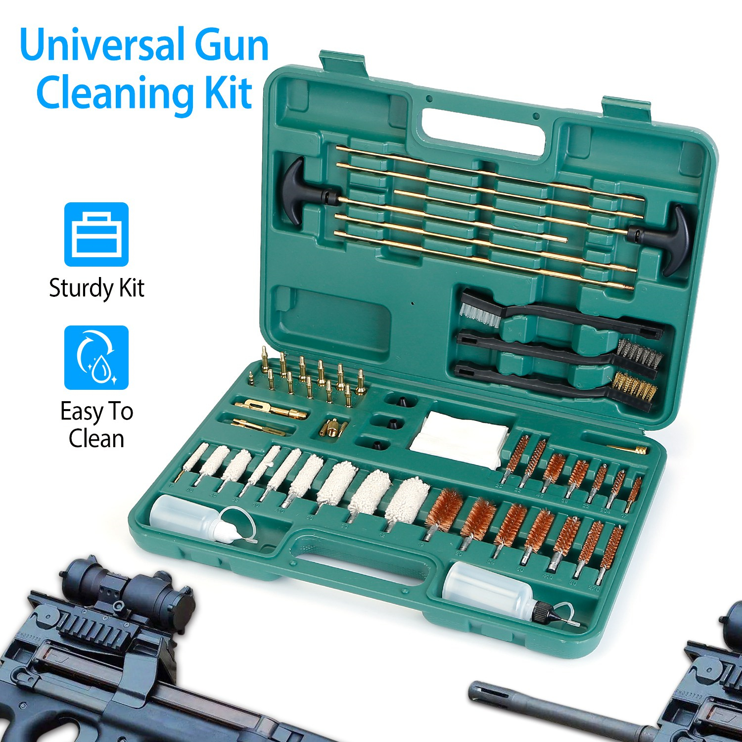Universal Gun Cleaning Kit Gun Cleaning Brushes Mops Muff Guard With Carrying Case For Rifles Pistols Handguns Shotguns