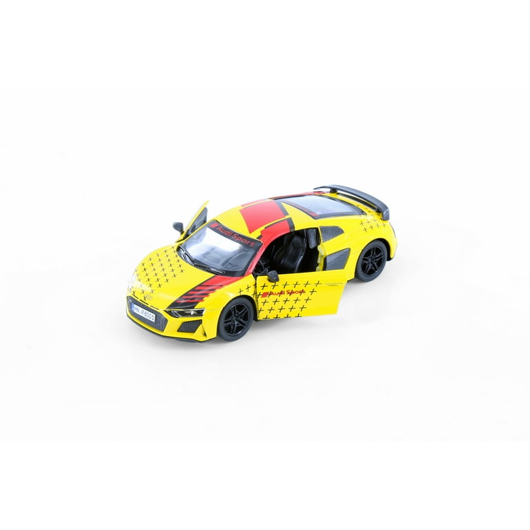 2020 Audi R8 Coupe Livery Edition, Yellow w/Red Stripe - Kinsmart