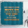 thumbnail image 1 of Ambesonne Wording Shower Curtain, Happiness Phrases, 69"Wx75"L, Petrol Blue Orange Beige, 1 of 3