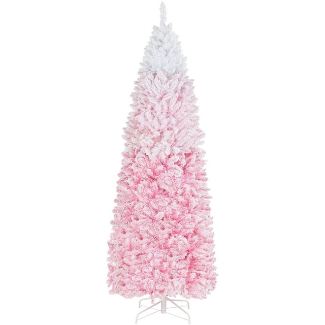Árbol de Navidad Topeakmart Prelit Slim, 2,3 m, rosa con luces
