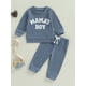 thumbnail image 5 of Conjunto de dos piezas para bebé niño: sudadera de manga larga con bordado de letras y pantalones con cintura elástica. Ideal para otoño., 5 of 9