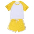 thumbnail image 2 of Hessimy Toddler Baby Girl Summer Clothes Set Short Sleeve Tops & Shorts Novelty Color Outfits(Yellow,4-5 Years), 2 of 5