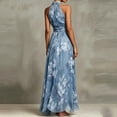 thumbnail image 2 of XIAONU Women's Tie Halter Floral Maxi Dress Ruched Waist Flowy Dresses Spring Bridesmaid Party Gown, 2 of 7