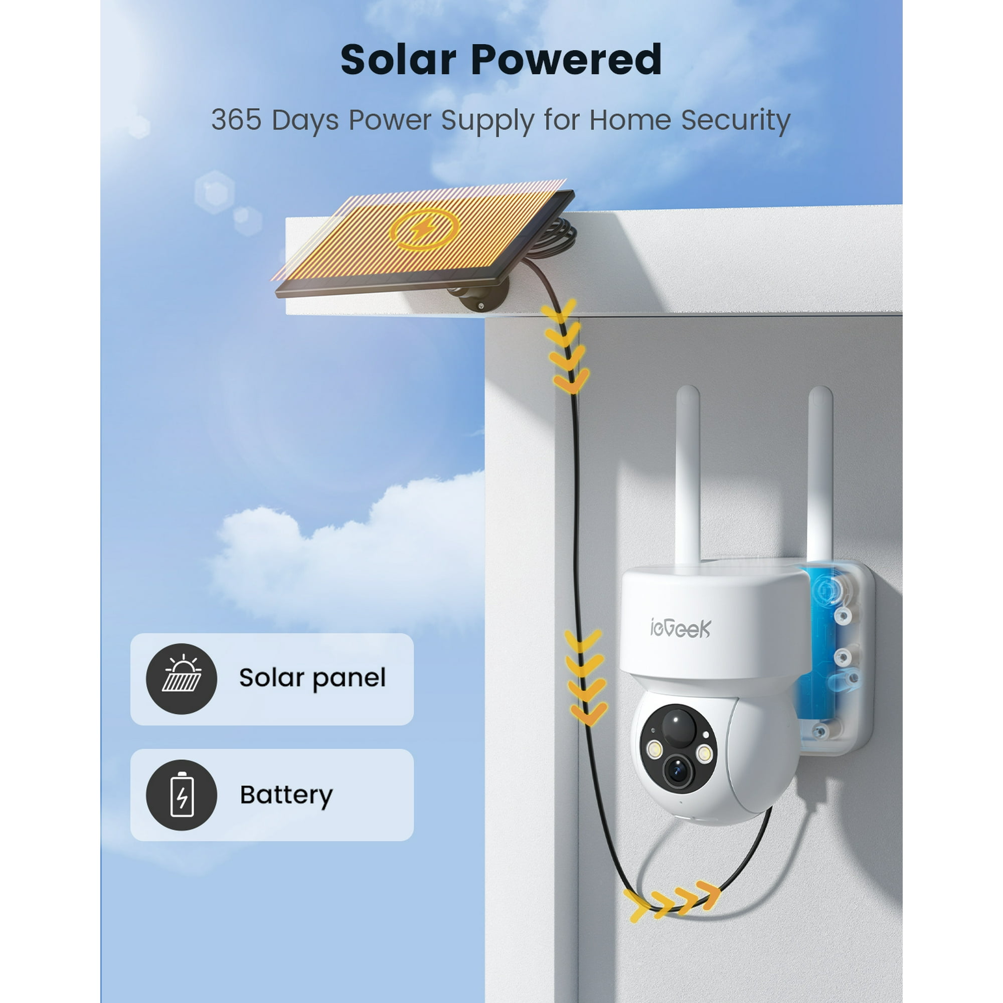 Caméra De Surveillance Extérieure IeGeek 5MP WiFi Solaire – Vision Nocturne Couleur – ZS-GX4S
