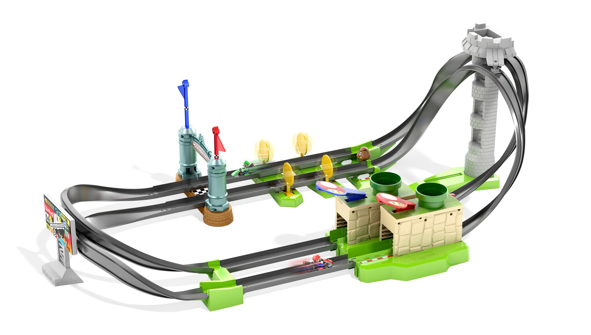 Hot Wheels Mario Kart Circuit Lite Track Set With 1:64 Scale Die-Cast Kart Vehicle