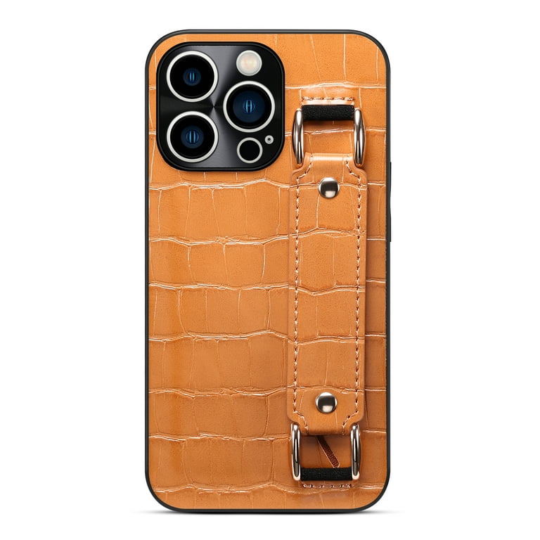Genuine leather hand strap holder case for iPhone 11 12 Pro Max ProMax  phone cases 2021 hot luxury crocodile thin hard cover
