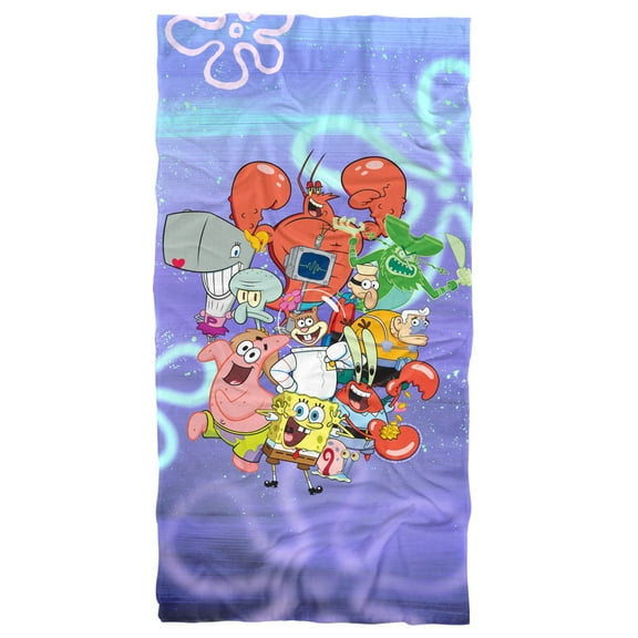 Spongebob Beach Towel, 30"x60", Spongebob Character Group Beach Towel