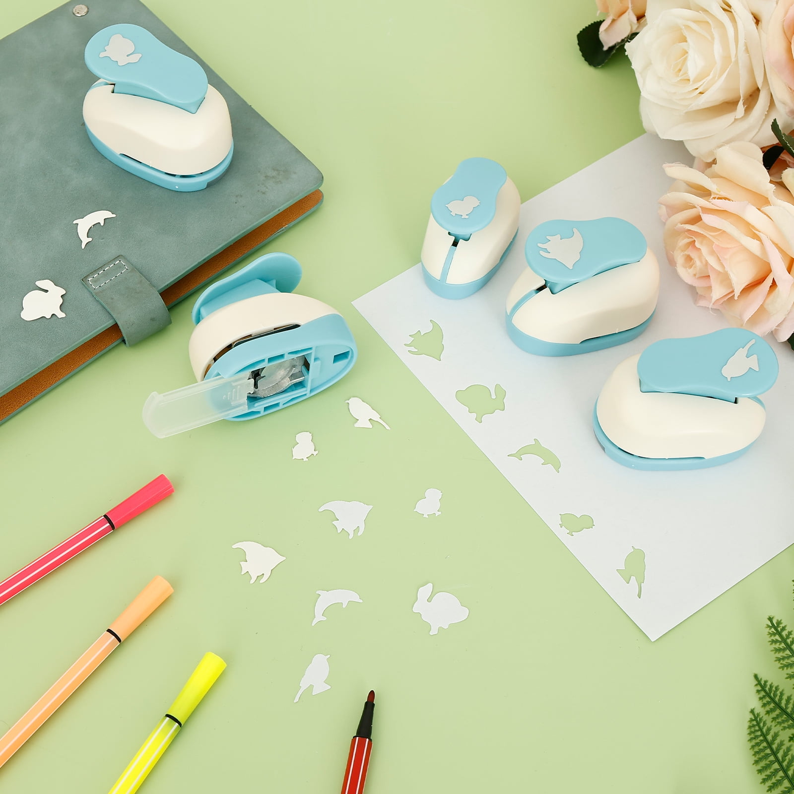 Threns 5 Pcs Paper Punch ABS and Zinc Alloy Craft Hole Punch Portable Paper Hole Puncher for DIY Scrapbooking Photo Album Card Making