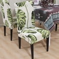thumbnail image 2 of Set of 4 Dining Chair Covers, Stretch Spandex Dining Room Protector Slipcovers (Style 55, Green Leaves), 2 of 6