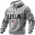 thumbnail image 4 of Women's Patriotic Graphic Hoodies Sweatshirts 4th of July 250th Anniversary Anniversary Themed Pullover Hoodie Soft Fleece Casual Sweatshirt With Front Pocket For Year Round Comfort Grey L, 4 of 5