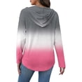 thumbnail image 5 of Sexlip Womens Color Block Sweatshirt Zip Long Sleeve V Neck Drawstring Hoodies Casual Fall Comfort Pocket Pullover Tops Pink M, 5 of 6