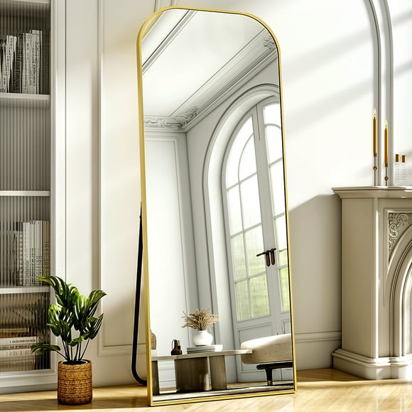 BEAUTYPEAK Miroir sur Pied 53 X 145 cm, Bords Arrondis, Doré