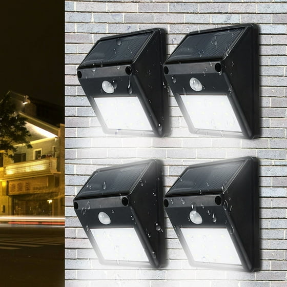 4pcs Home Decor 12 Led Solar Powered Pir Motion Sensor Light Outdoor Garden Fence Patio Security Wall Lamp Night Waterproof