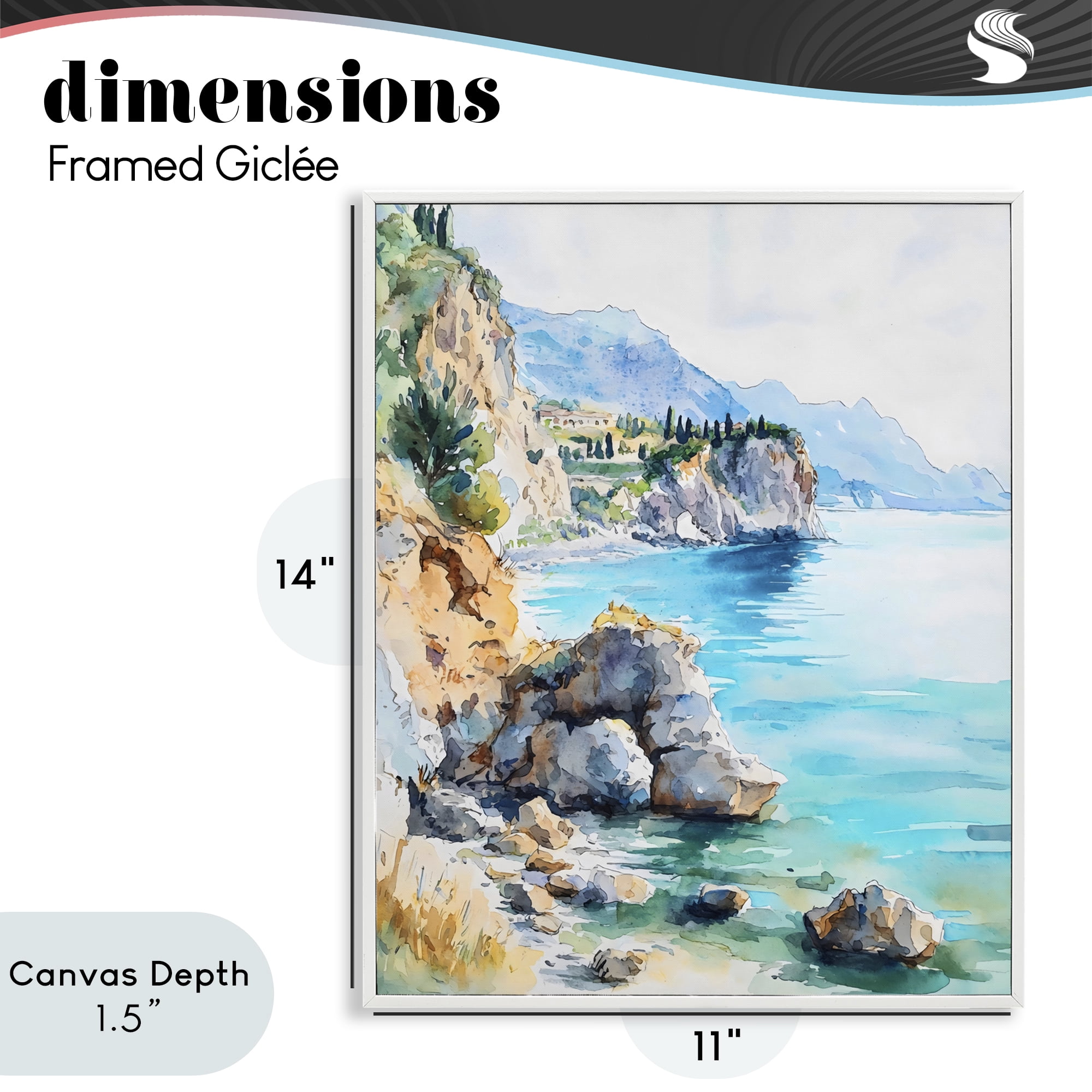 Stupell Industries Azure Italian Coastline White Framed Giclee Art, design by LSR Design Studio