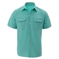 thumbnail image 6 of Men's Solid Color Short Sleeve Lapel Button Cardigan Shirt Top Casual Loose Fit Lightweight Summer Beach Vacation Golf Outfits Modern Fashion Essential | AESTIVO,Gray XL, 6 of 6