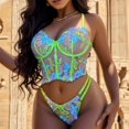 thumbnail image 5 of Gibobby Conjuntos de bragas de encaje Camisón para mujer, lencería sexy transparente y sexy para mujer, vestido de malla de encaje(Amarillo, XG), 5 of 5