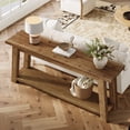thumbnail image 5 of Finmind 70.87-inch Solid Wood Console Table, 2-Tier Long Farmhouse Entryway Table with Shelf, Vintage Brown, 5 of 6
