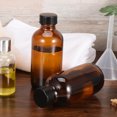 thumbnail image 4 of 4pcs 120ml Refillable Amber Brown Boston Round Glass Bottles with Black Bakelite Lid, 4 of 9