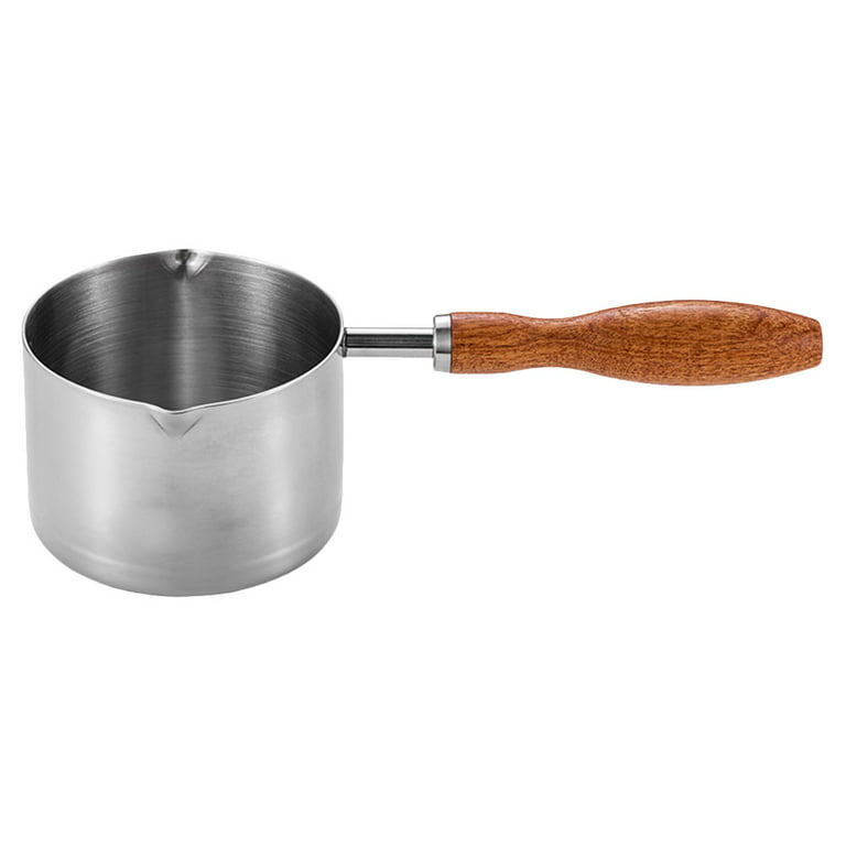 Wood Handle Oil Pot Small Milk Pot Stainless Steel Saucepan with Handle  Small Pouring Oil Pot