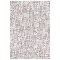 SAFAVIEH Courtyard Deitra Abstract Indoor/Outdoor Area Rug, Ivory/Dark Grey Brown, 5'3" x 7'7"