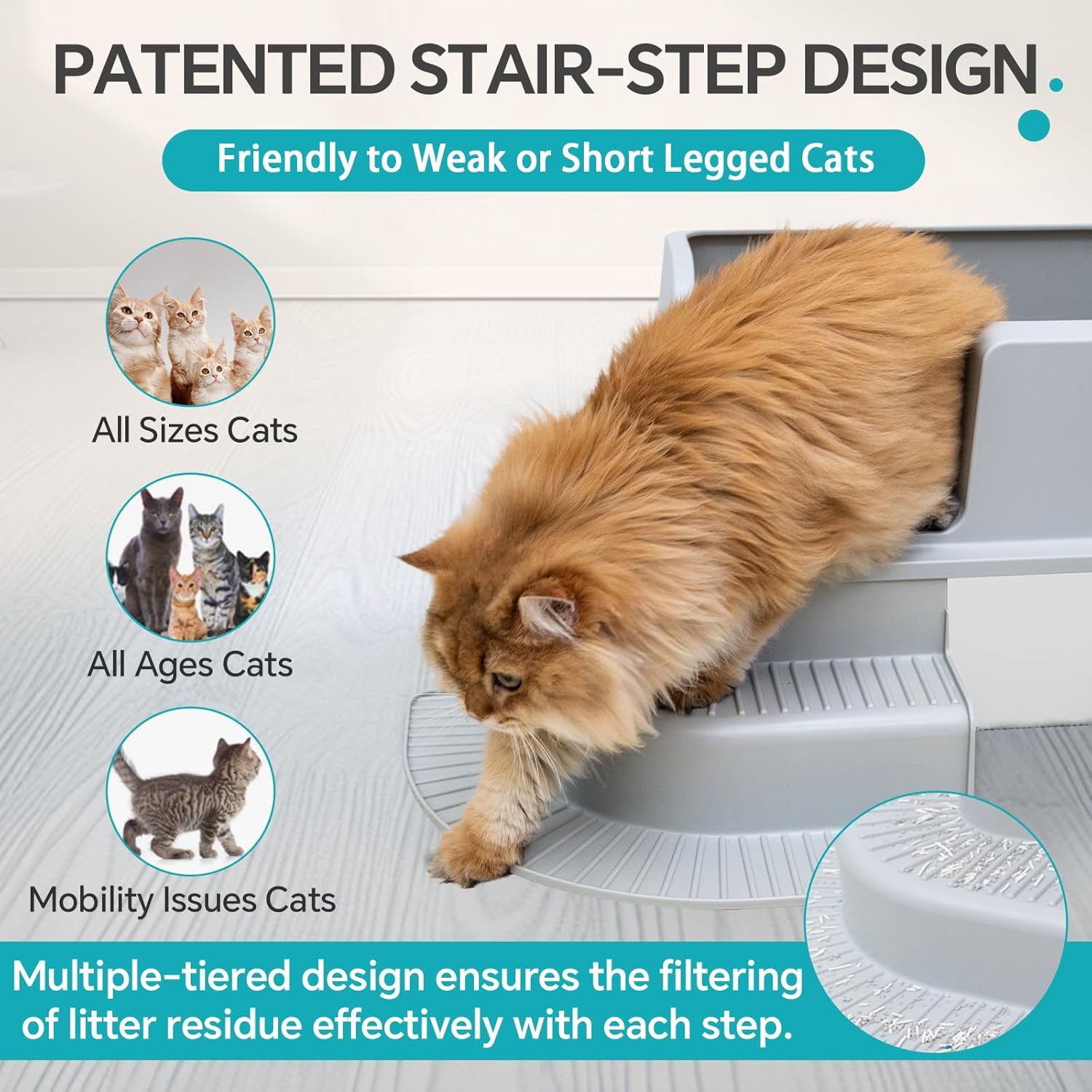 Enclosed Stainless Steel Litter Box with Lid, XL Extra Large Stainless Steel Cat Litter Box for Big Cats, High Sides Metal Litter Box, Anti-Leakage, Easy Cleaning, Odor-Resistant, with Scoop