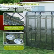Walnest Large Walk-in Cage 77-inch Heavy Duty Bird Cage Outdoor Diamond Grid Aviary Parrot Cage with 2 Feeding Bowls(Sliver)