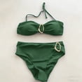thumbnail image 6 of PWPSG Strapless Bandeau Bikini with Metal Ring Detail and Cross Over High Waist Bottom Two Piece Swimsuit Green XL, 6 of 6