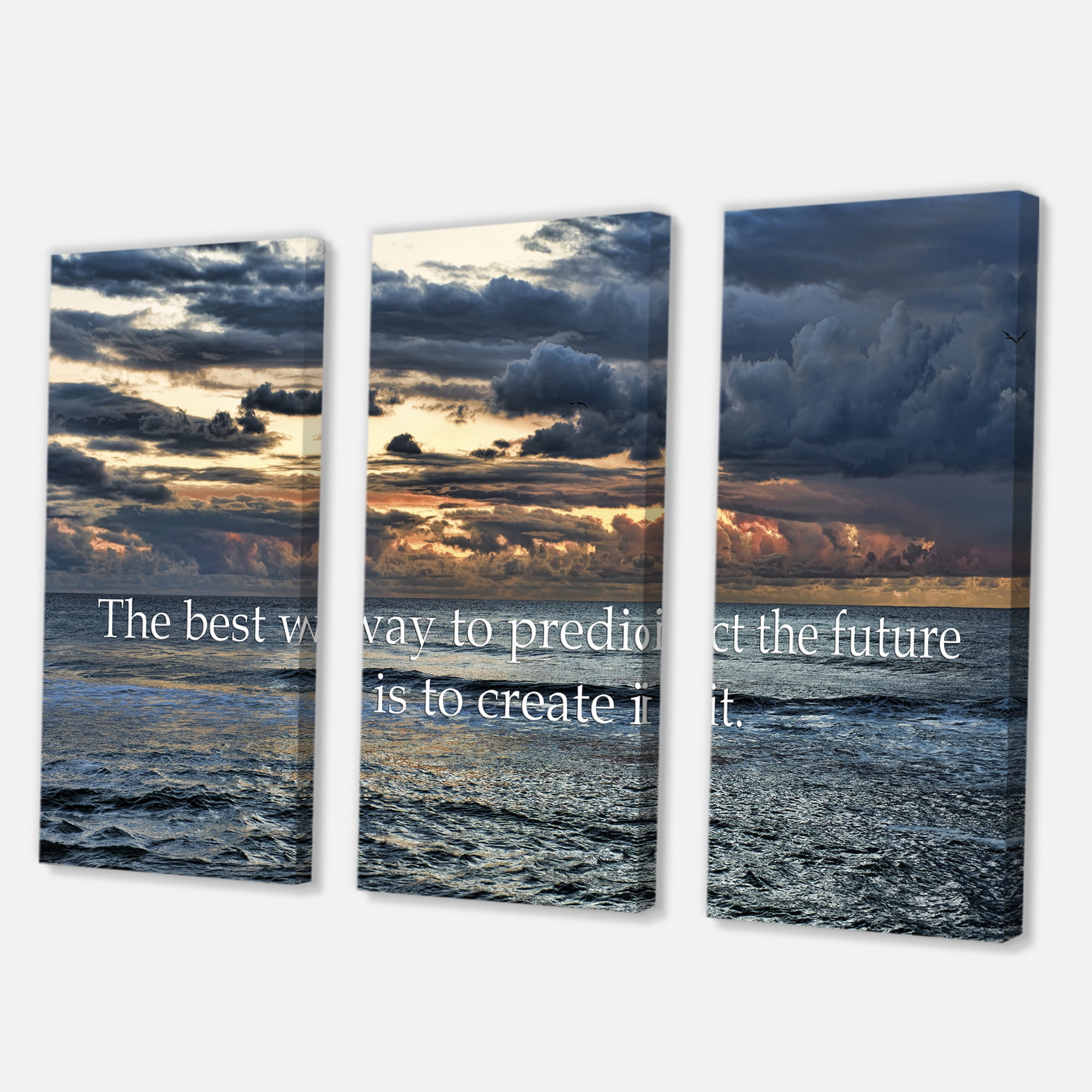 The Best Way To Predict The Future Is To Create It Blue Ocean 28 in x 36 in Photography Canvas Art Print, by Designart