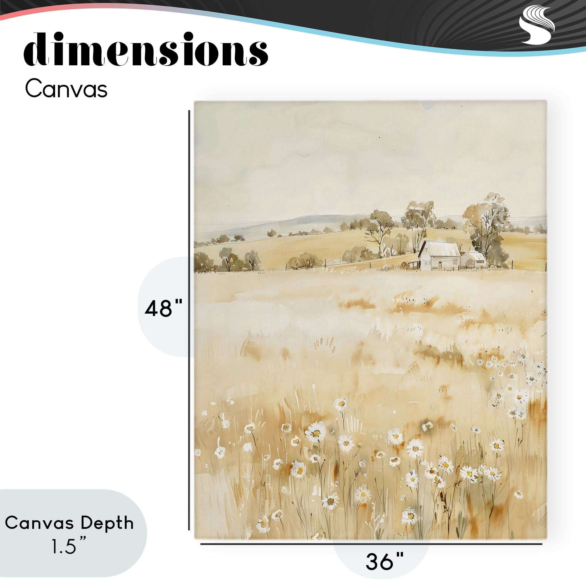 Stupell Industries Farm Country Meadow with Daisies Canvas Wall Art, design by Creative Studio