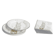 Bunny Ears Easter Bunny and Flowers 18 Paper Dessert Plates and 36 Beverage Napkins
