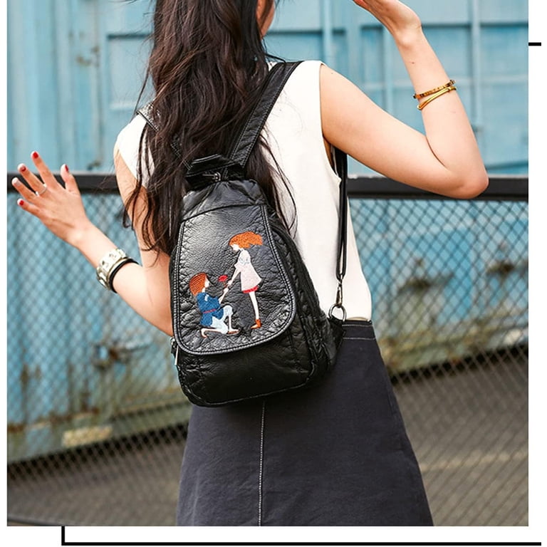 Mini Backpack Purse for Women, Soft Washed PU Leather, Small Waterproof Fashion Small Backpack for Women,Soft Washed PU Leather Mini  main image 4