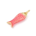 thumbnail image 2 of Brass Enamel Pendants with Jump Ring Fish Charms Long-Lasting Plated Lead Free & Cadmium Free Rack Plating Real 18K golden Plated Hot Pink 17.5x7x3.5mm Hole: 3.5mm, 2 of 3