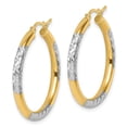 thumbnail image 3 of Auriga Fine Jewelry 10K Yellow Gold with Rhodium Diamond Cut 3mm Hoop Earrings for Women (L-31mm ; W-30mm), 3 of 6