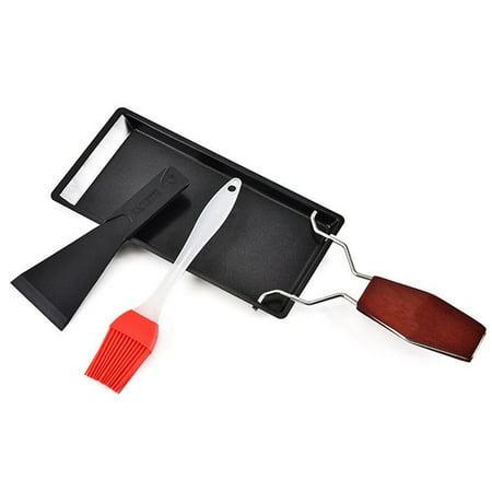 

QIIBURR Cheese Baking Pan with Solid Wood Handle Kitchen Gadgets Non-Stick Bbq Pan