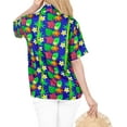 thumbnail image 2 of HAPPY BAY Hawaiian Shirts Womens Floral Summer Beach Party Blouse Shirt Blouses Short Sleeve Vacation Tops Casual Button up Dress Shirts for Women L Tropical, Royal Blue, 2 of 5