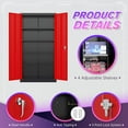 thumbnail image 4 of Superday Metal Storage Cabinets, 71" Storage Cabinet with Locking Door, Tall Garage Cabinet with 2 Doors and 4 Adjustable Shelves for Home Office, Classroom, Easy Assemble(Black Red), 4 of 16