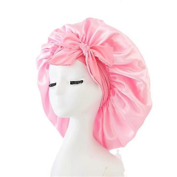 Silk Night Cap for Sleeping Satin Cap Adjustable Bonnet Pink Hats Sleep Hat for Women Girls Night Caps for