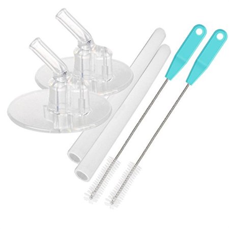 Loduve 2Pack Replacement Straws for Thermos Funtainer 12 Ounce Bottle F401, BPAFREE Straws with 2 Straw Cleaning Brushes