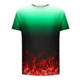Men's Flame Print Gradient Summer TShirts Casual Crewneck Short Sleeve