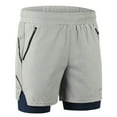 thumbnail image 3 of Men 2 in 1 Running Shorts Quick Drying Breathable Active Training Exercise Jogging Marathon Cycling Shorts, 3 of 7