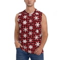 thumbnail image 2 of Lsque Snowflake red plaid Print Men's Cotton Blend Sleeveless Muscle Shirts (S-3XL)- Moisture Wicking, Odor Protection, UPF 30+,Large, 2 of 8