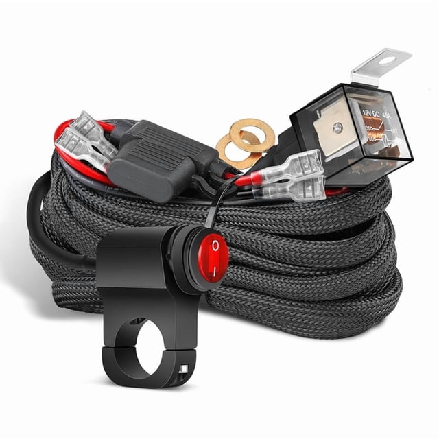 Interruptor de Luz de Trabajo para Motocicleta, Barra de Luces Antiniebla, Encendido y Apagado, Arnés de Cableado de Nailon para Coche, , Camión.