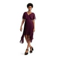 thumbnail image 3 of kensie Robes Femmes Bordeaux Manches Courtes Col en V Midi Robe Fourreau 4, 3 of 5