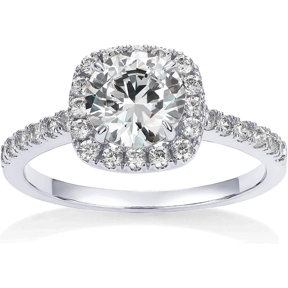 14K Gold Plated Square Halo Engagement Rings | Premium Cubic Zirconia Promise Eternity Ring for Women | Wedding Bands