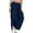 Navy, variant on Women's Linen Blend Pants, Casual Solid Color Straight Leg Trousers with Elastic Waist and Pockets, Loose Fit Wide Leg Maxi Pants for Daily Wear Navy XXL